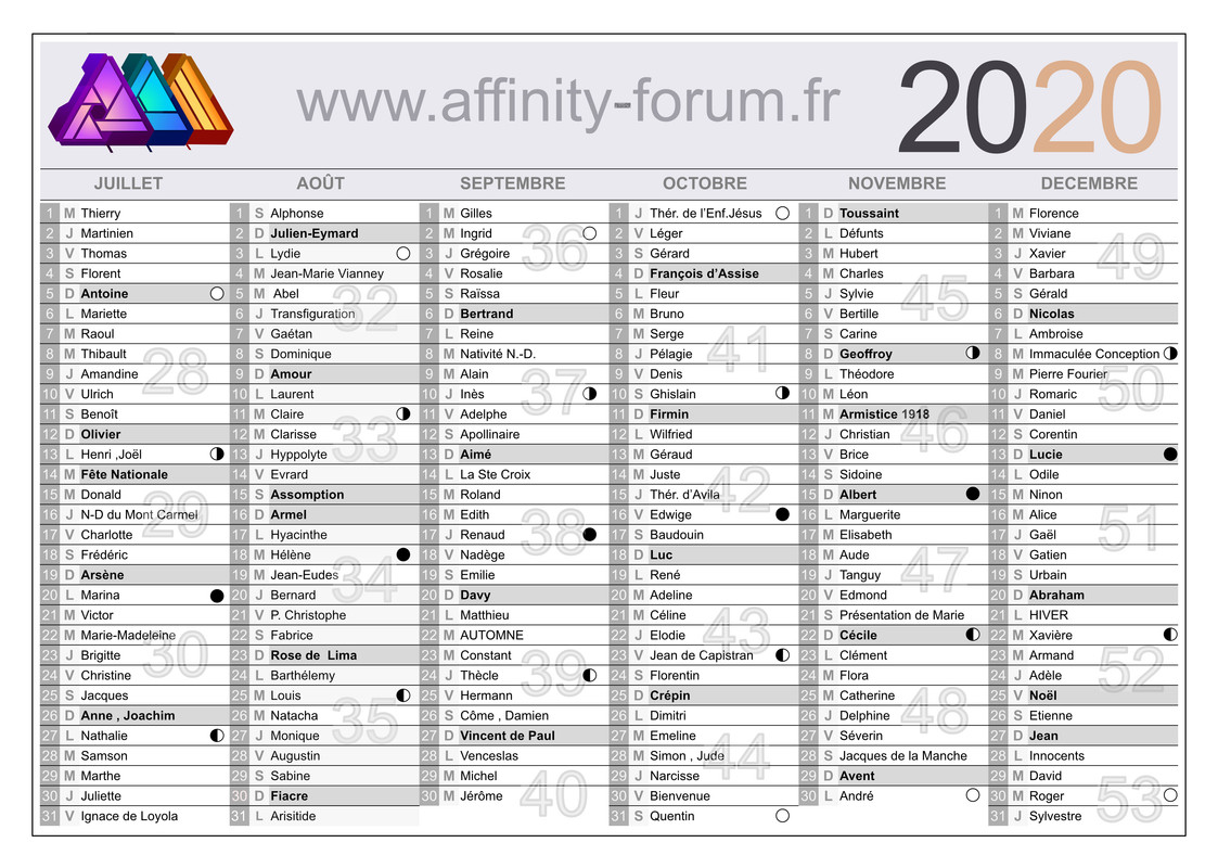 CALENDRIER DU FORUM 2020
