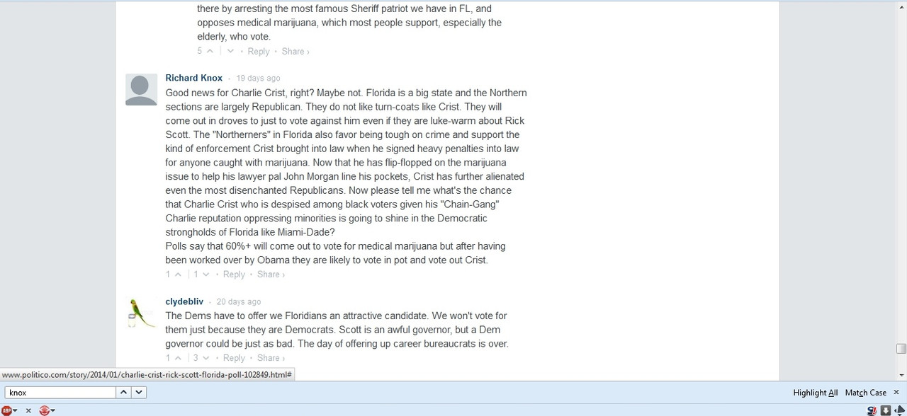 richard knox florida poll charlie crist tops ric