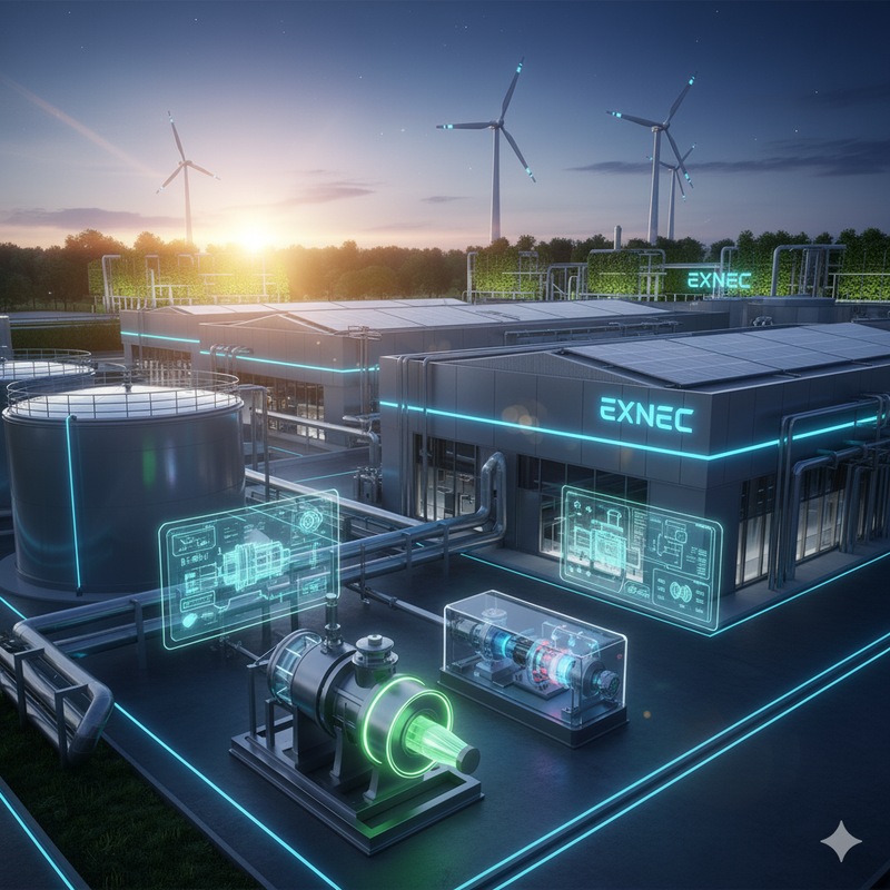 Industrial facility at sunset, representing engineering and sustainability