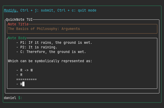 Example of the modify mode