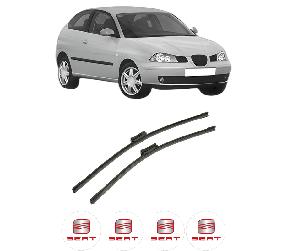 Set stergatoare auto SEAT IBIZA III (6L1) din 2002-2009, pentru parbriz auto, 2 bucati, Bosch Aerotwin, din cauciuc siliconat rezistent, 4 Stickere Auto SEAT