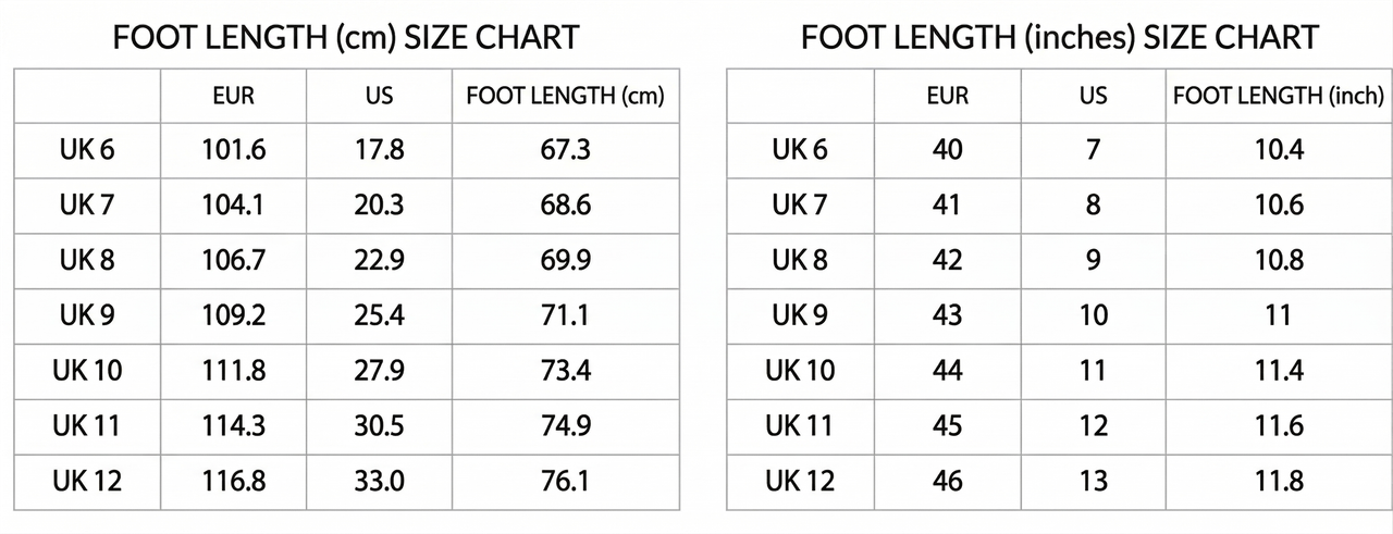 Size chart CM