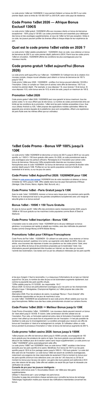Code promo 1XBET Paris gratuit 2026 1X200NEW Bonus 100