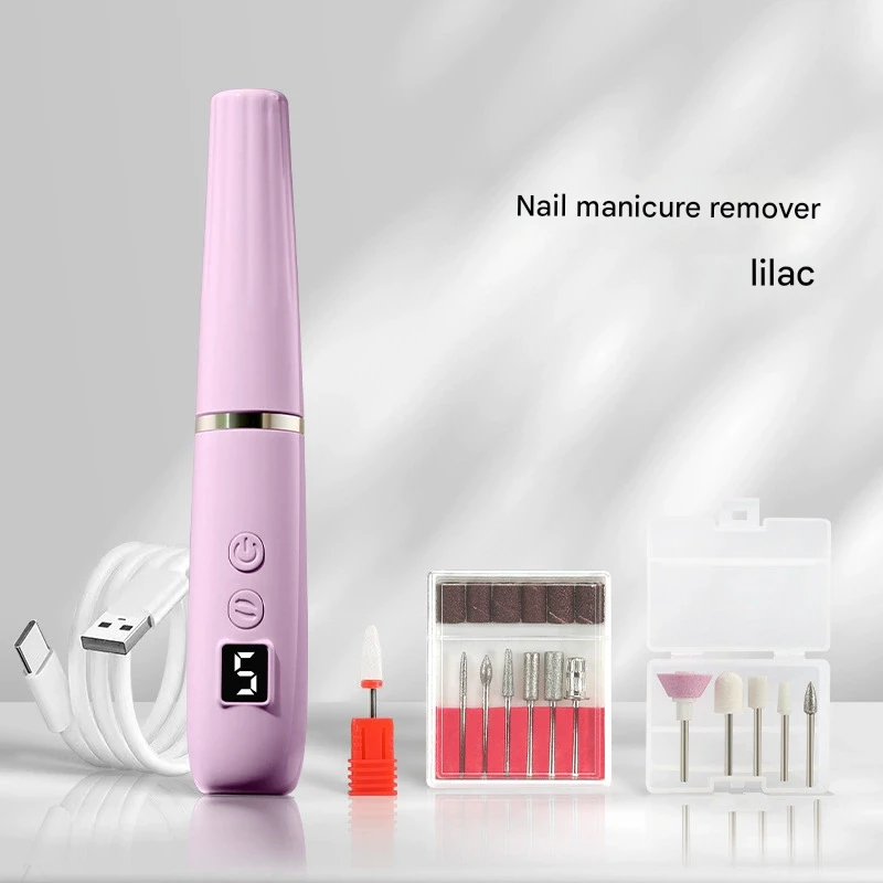 Portable Electric Nail Drill Machine Kit - 18000 RPM, 5-Speed, USB-C Rechargeable with LED Display(purple)