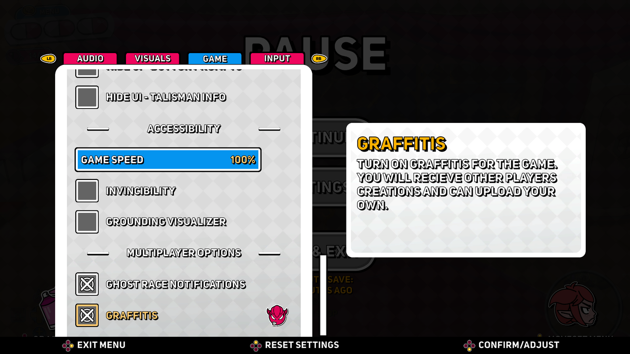 Accessibility options in Demon Tides