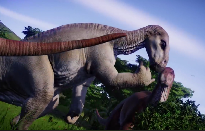 In the First game Igunodon would have a fun animation as it would eat from the herbivore feeder using it's hands akwardly grabing fistfulls of leaves