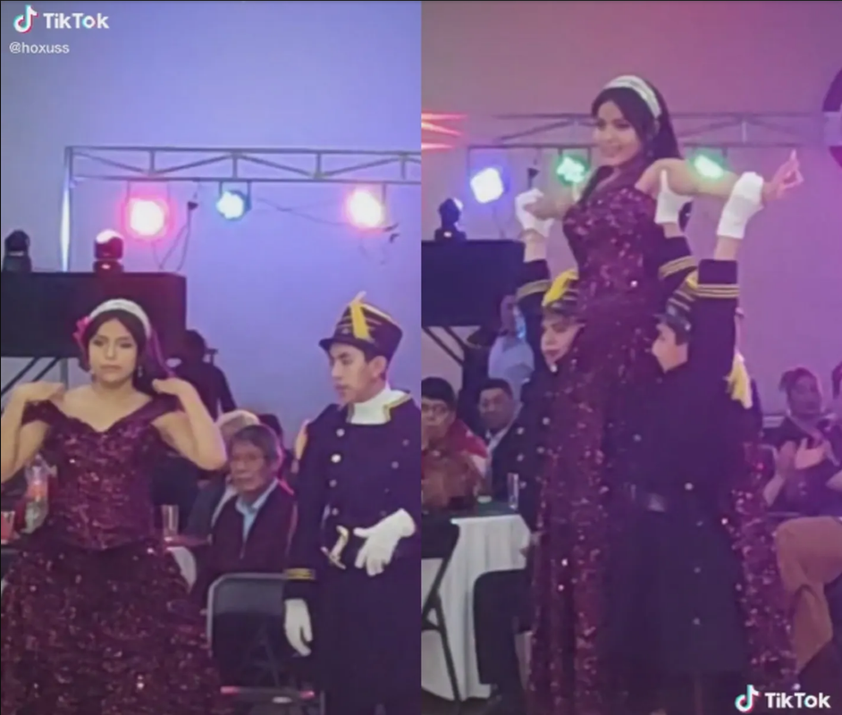 Kilos mortales de quinceañera casi acaban con chambelán ¡Este es el video!