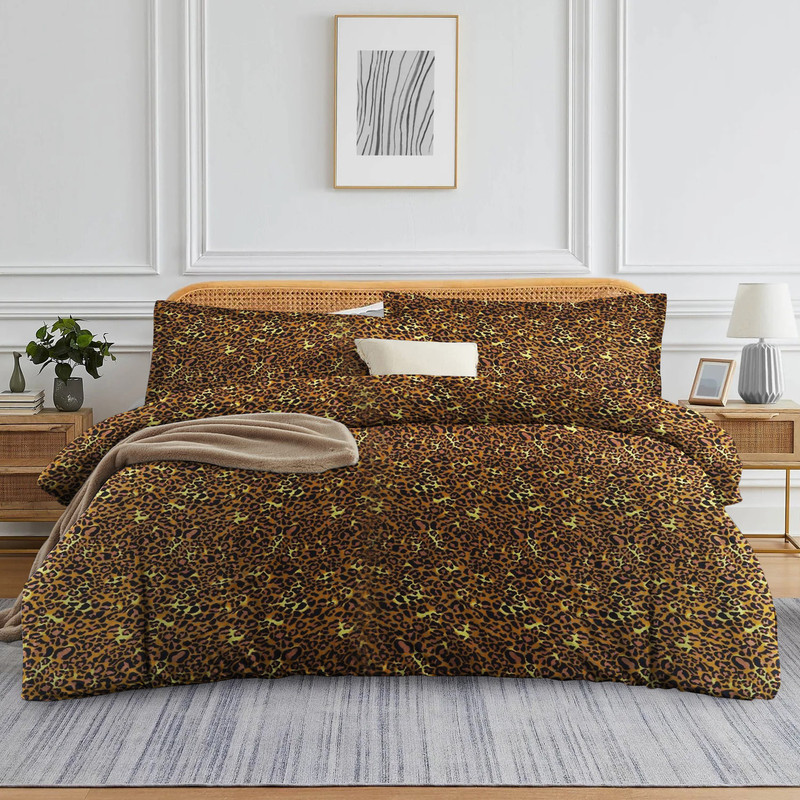 Picture of 1000 TC 100% Egyptian Cotton 1-Pc  Duvet Cover Zipper Closur Ultra Soft Durable and Fade Resistant Color Leopard Print Solid size Twin/Twin Xl