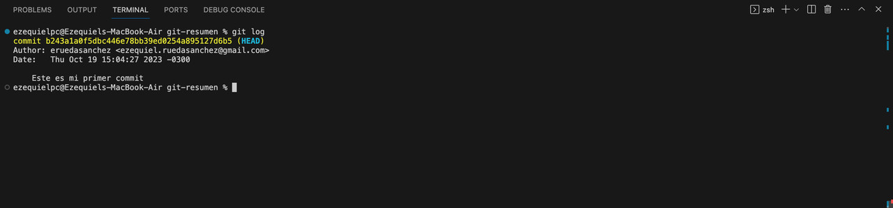 Ejecucion git log luego git checkout HEAD Desplazamiento