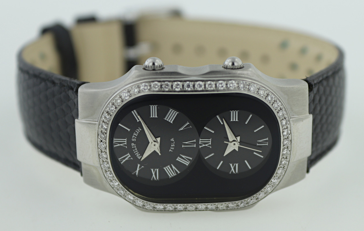 Philip Stein Black Dial Diamond Bezel Stainless Steel Watch Philip Stein Black Dial Diamond Bezel Stainless Steel Watch