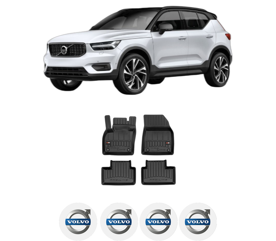 Set covorase presuri VOLVO XC40 (536) din 2017-2023, auto, din cauciuc thermoplastic, 4 Stickere auto cu VOLVO