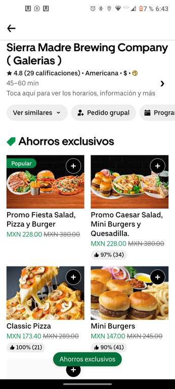 Uber Eats con UberOne - Promo en pack de 3 platillos 
