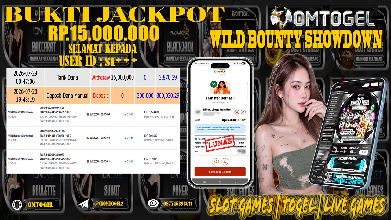 OMTOGEL JACKPOT PG SOFT WILD BOUNTY SHOWDOWN Rp,15,000,000,- DIBAYAR LUNAS