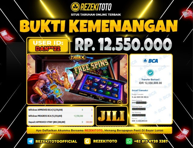 BUKTI KEMENANGAN 09 JULI 2025 THOR X 12 JUTA 
