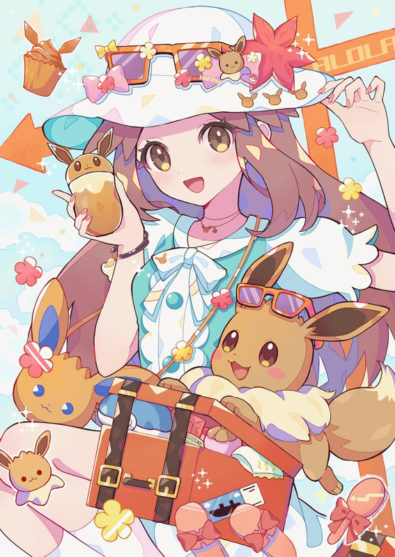 eevee-and-leaf-pokemon-and-1-more-drawn-