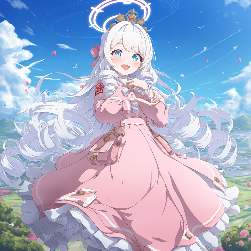 fine art parody Blue archive 1girl crown long hair white hair curly hair s 1308629479