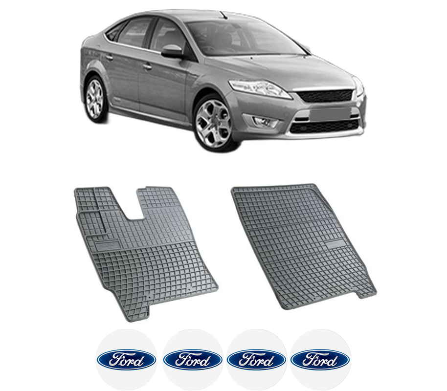 Set covorase presuri FORD MONDEO IV Saloon (BA7) din 2007-2015, auto, din cauciuc thermoplastic, 4 Stickere auto cu FORD