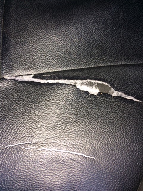 Torn seat.