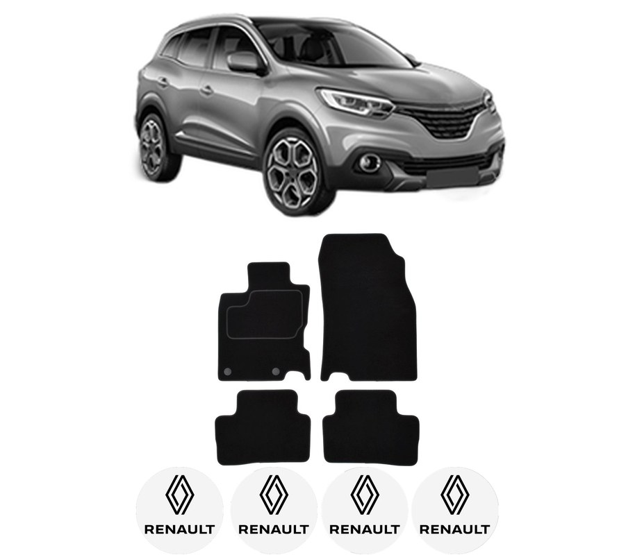 Set Covorase Presuri RENAULT KADJAR (HA_, HL_) din 2015-2016, Auto, Material Textil Mocheta, 4 Stickere auto cu RENAULT