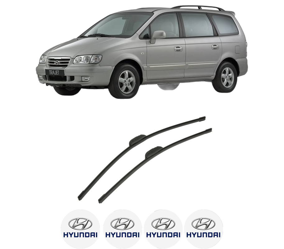 Set stergatoare auto HYUNDAI TRAJET (FO) din 2000-2008, pentru parbriz auto, 2 bucati, Bosch Aerotwin Retrofit, din cauciuc siliconat rezistent, 4 Stickere Auto HYUNDAI
