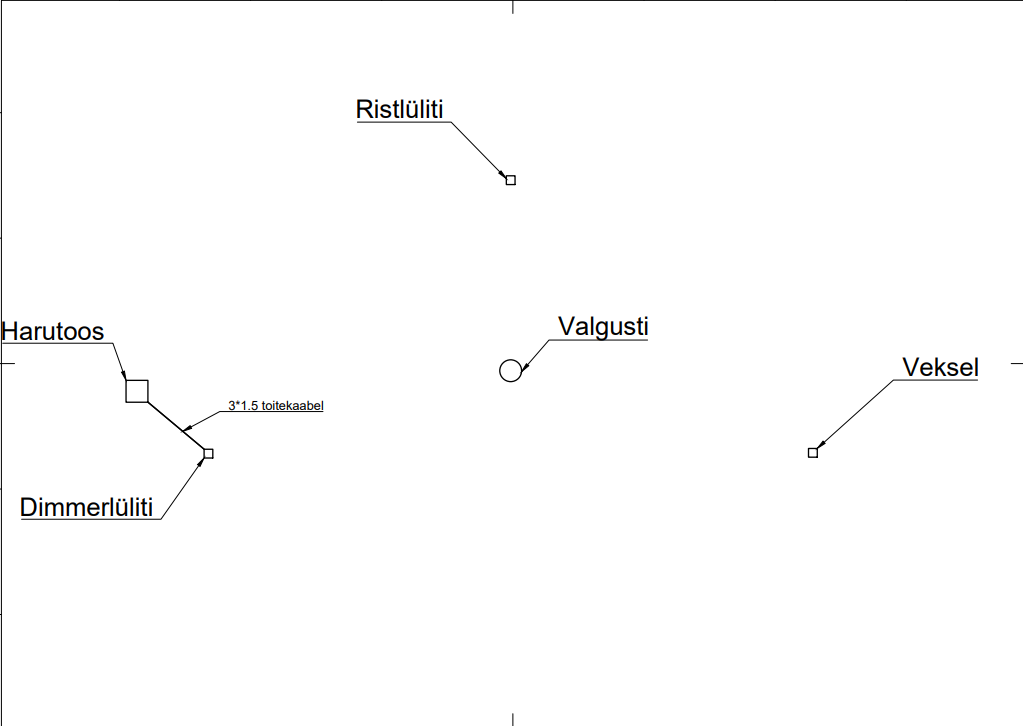 Kaabeldus dimmeriga lülitile