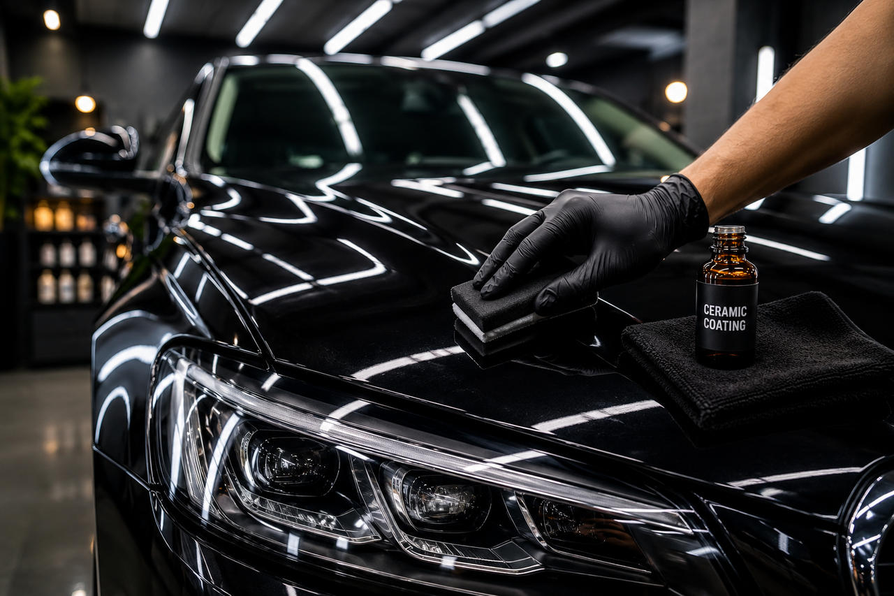 Glossy ceramic coated car finish — Vishnu Car Care Hyderabad