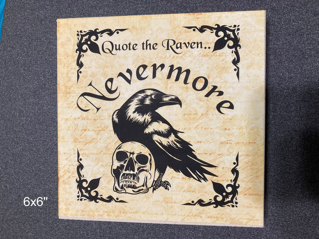 raven never more large wood piece