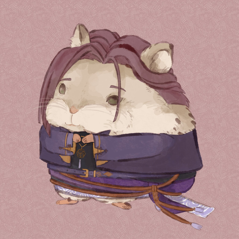 An illustration of Takato Uryu (Ride Kamens) as a hamster