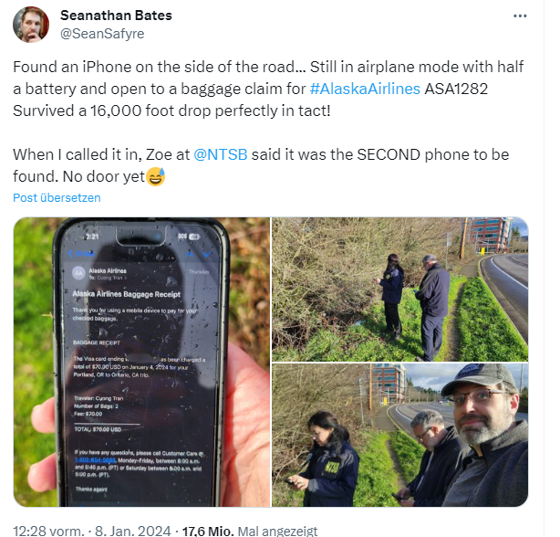 iPhone from Alaska Air Flight 1282