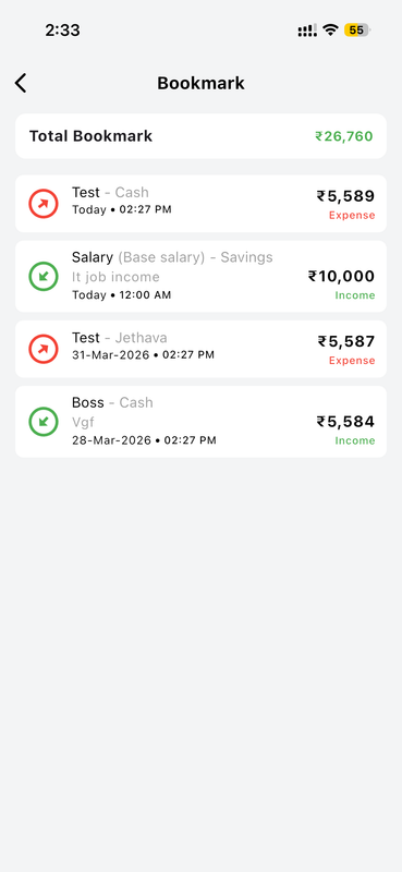 Bookmarked Transactions