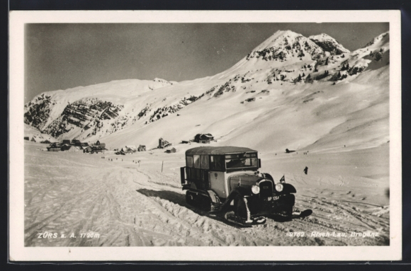AK Auto Citroen Six mit Halbkettenantrieb im Einsatz im Schneegebiet bei Zuers am Arlberg