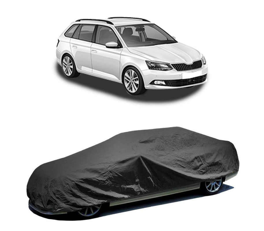 Husa tip prelata auto pentru SKODA FABIA III Estate (NJ5) 2014 - 2022,culoare negru, material textil impermeabil, rezistanta la intemperii praf UV, CARPASSION Husa Protectie
