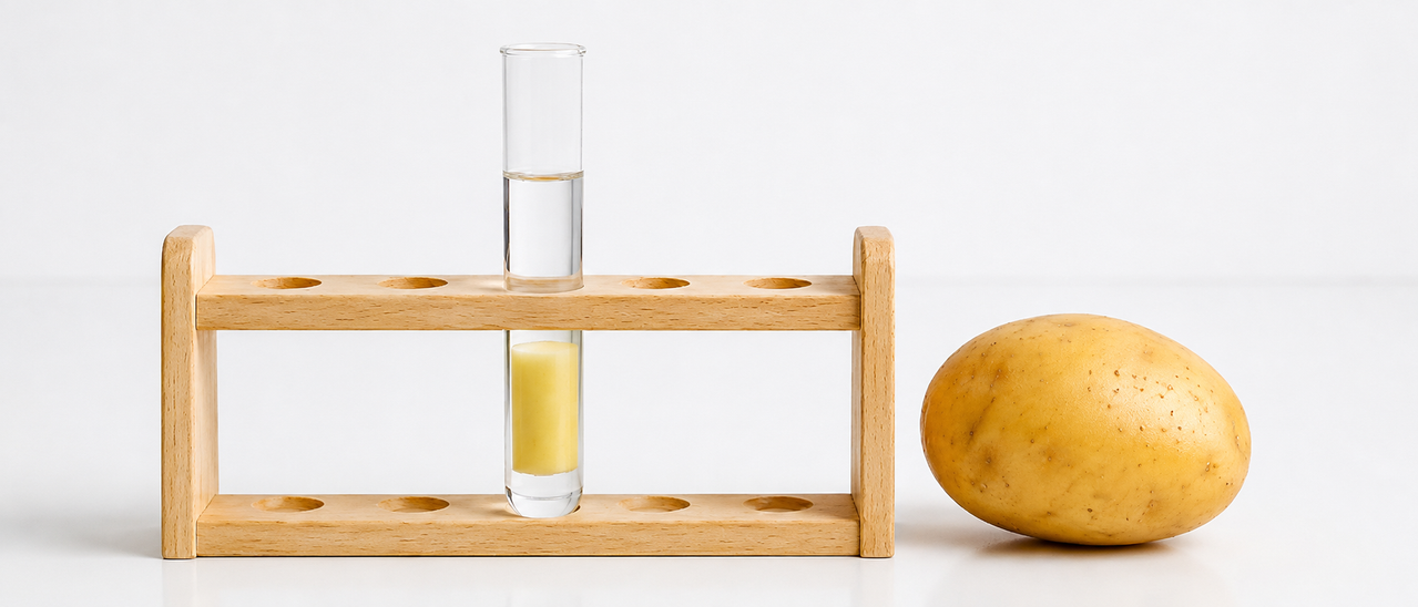 Potato core in test tube for osmosis experiment