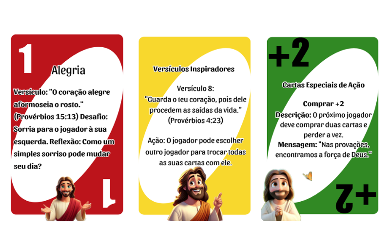 Mockup demonstrativo do jogo UNO Jesus