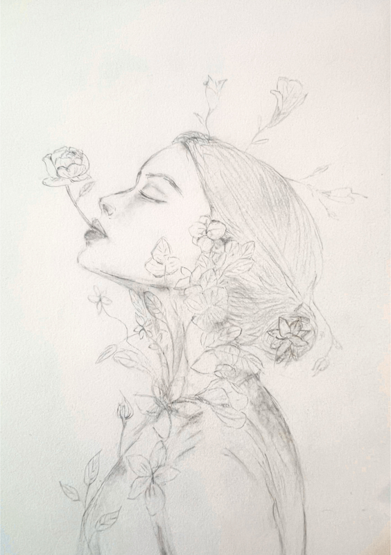 Graphite botanical portrait