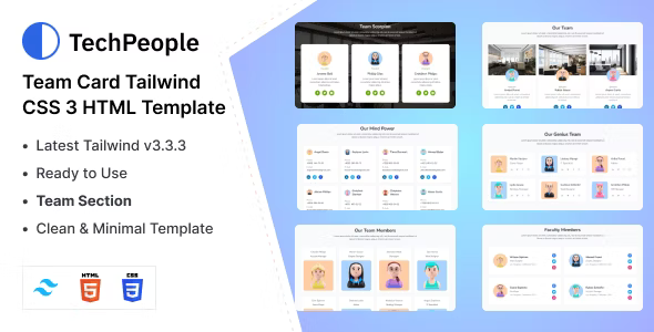 TechPeople – Team Cards Tailwind CSS 3 HTML Template