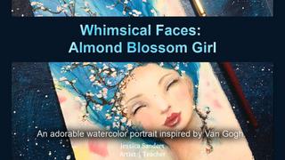 Whimsical Faces Almond Blossom Girl Inspired by Van Gogh Whimsical Faces Almond Blossom Girl Inspired by Van Gogh