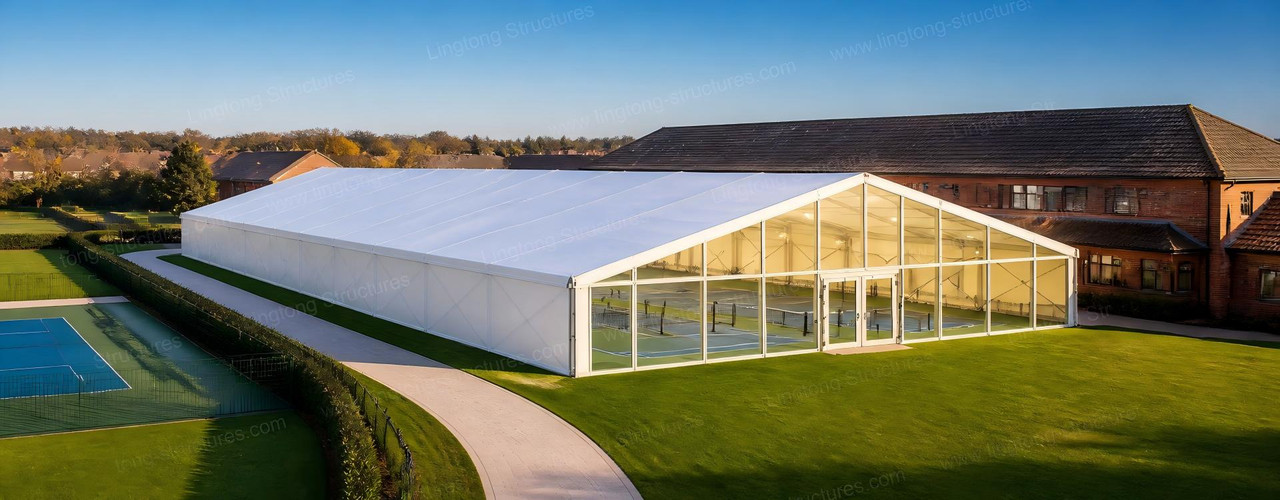 LINGTONG pickleball tent exterior at a community sports club in Manchester UK