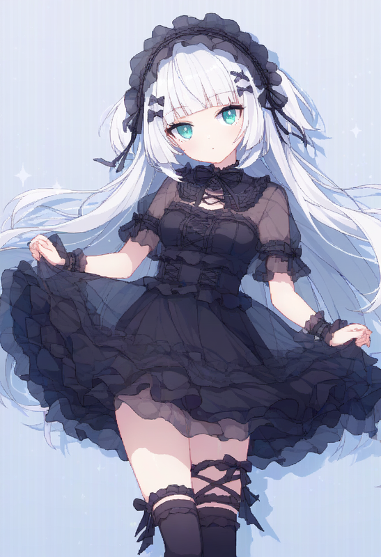 1girl, striped background, aqua eyes, long hair, hime cut, white hair, {short ba s-3366035246