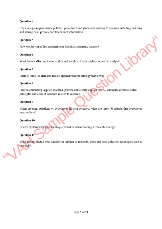 VAH Question sample