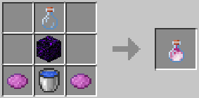1 Bottle of Dragon's Breath: 1 glass bottle, 1 crying obsidian, 2 magenta dye, 1 bucket of water