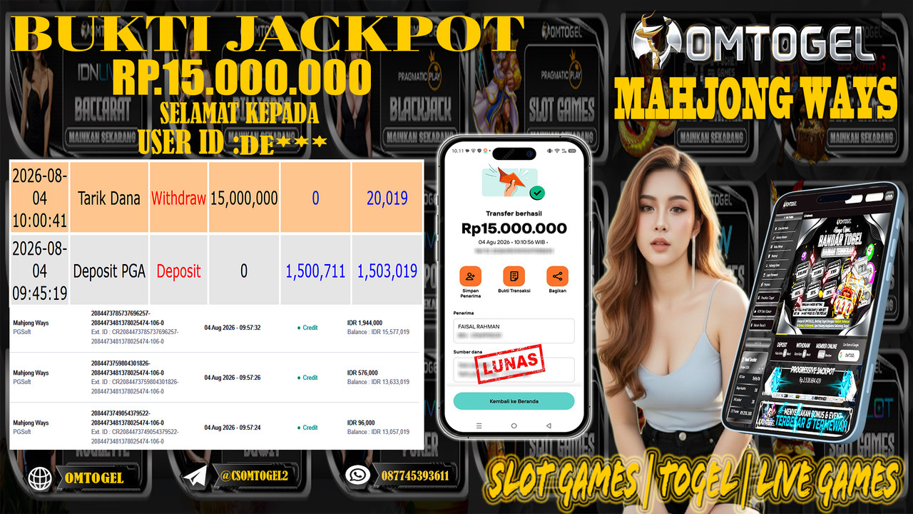 OMTOGEL JACKPOT PG SOFT MAHJONG WAYS  Rp,15,000,000,- DIBAYAR LUNAS