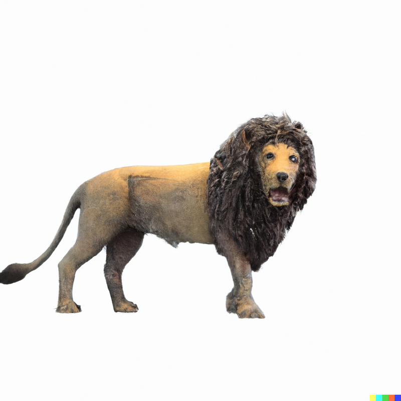 DALL·E - Unrealistic lion. White background(2)