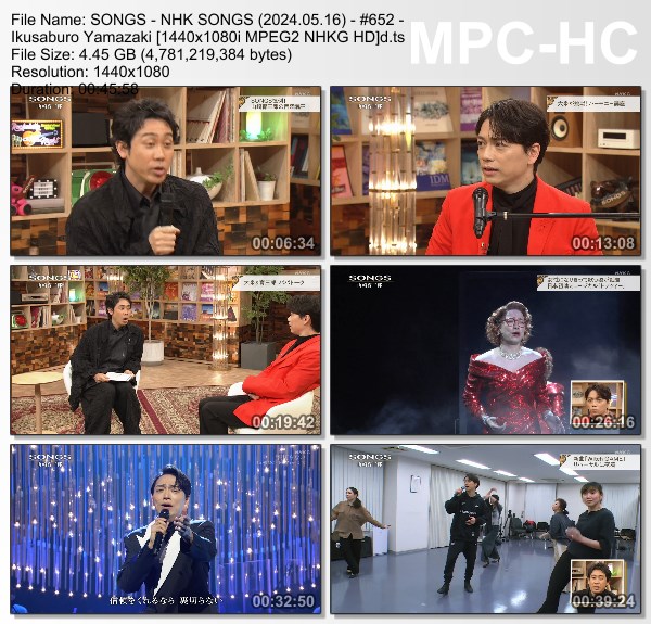 [TV-Variety] NHK SONGS (2024.05.16) – 第652回 – 山崎育三郎