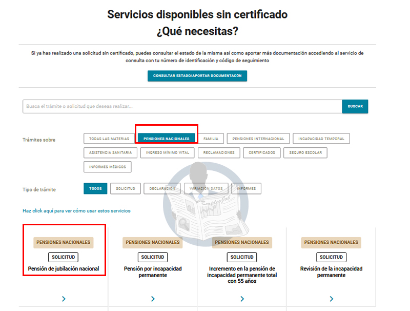 Solicitar la pensión de jubilación sin certificado 