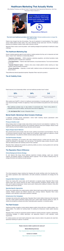 Reputation Return Healthcare Marketing Guide