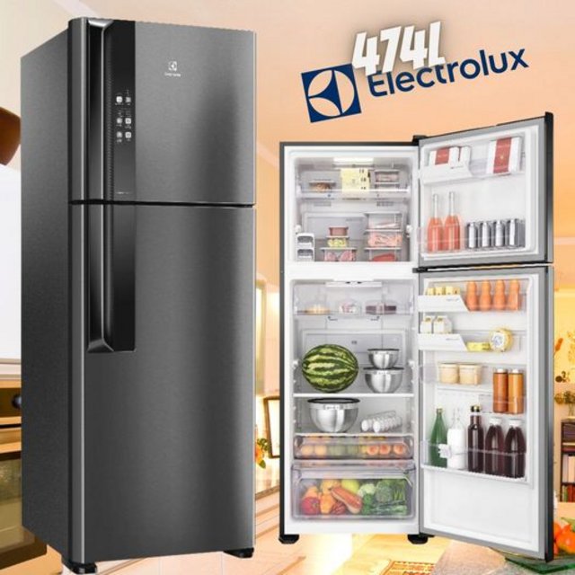 Geladeira/Refrigerador Electrolux Inverter Frost Free IF56B 474L Top Freezer Black