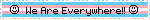 A trans flag blinkie. The text reads, We are everywhere!