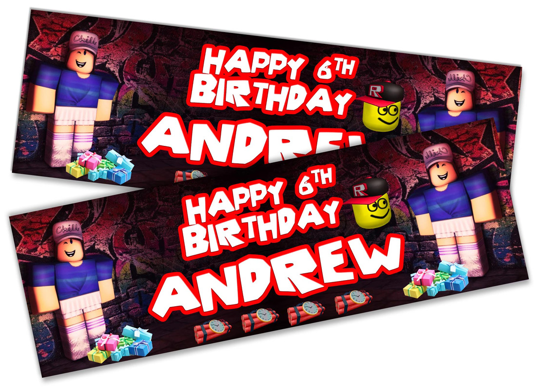 Small 3ft X 1ft Decorations X2 Personalised Birthday Banner Roblox Children Kids Party Decoration Poster 21 Konozsigns Com - images of roblox happy birthday sign