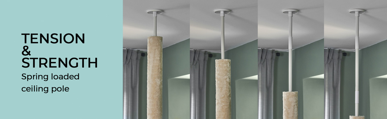Runesol Floor To Ceiling Adjustable Cat Tree Scratch Post Activity Centre Kitten Ebay